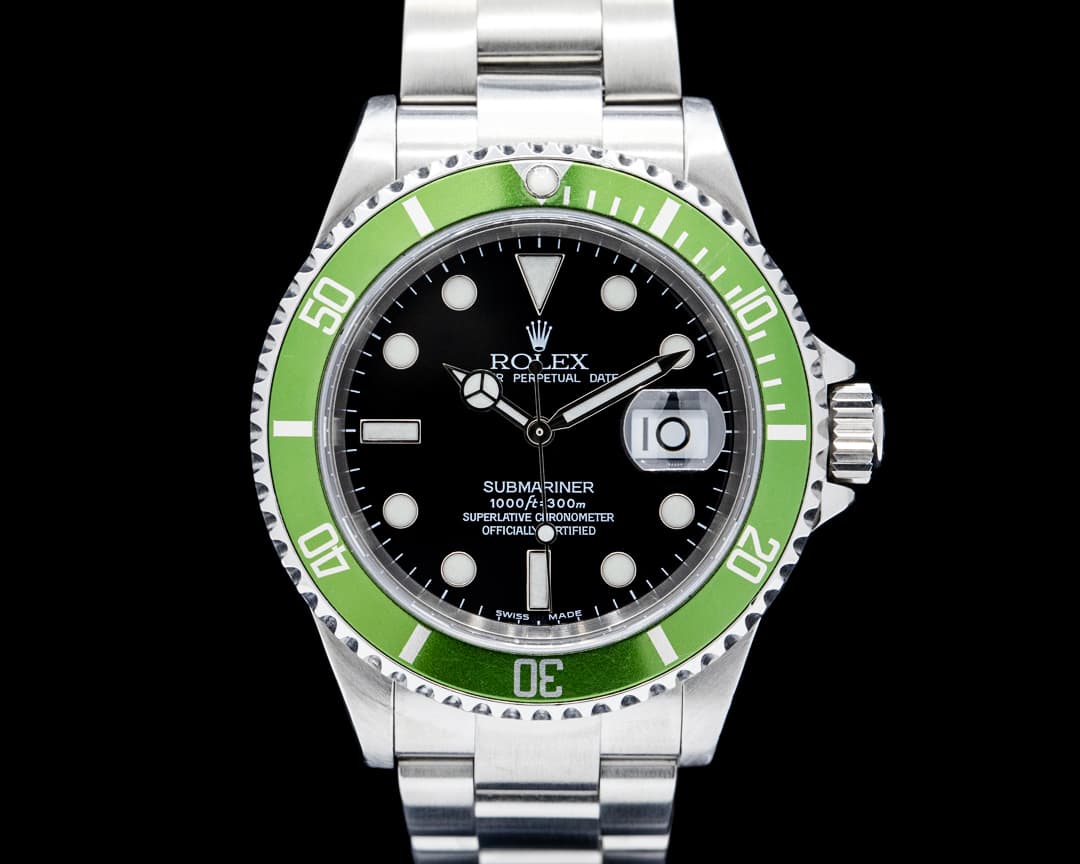 Image of Rolex 16610LV Kermit "Flat 4" Submariner Date SS Black Dial Circa. 2003