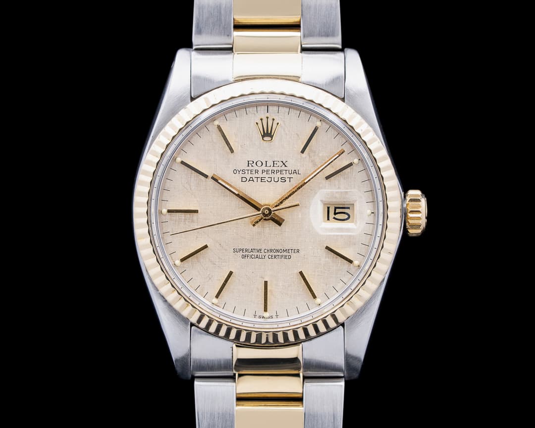 Rolex 16013 Datejust 18K YG / SS Fluted Linen Champagne Dial Circa. 1981