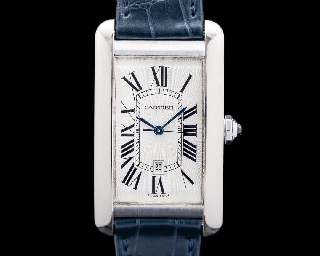 Cartier 1741 Tank Americaine 18k White Gold Silver Dial