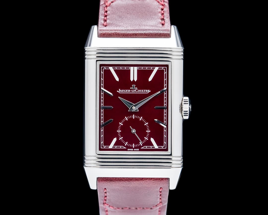 Image of Jaeger LeCoultre Q397846 Reverso Tribute Small Seconds SS Burgundy Dial