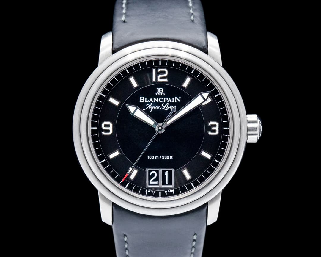 Image of Blancpain 2850B Leman Aqua Lung Grande Date SS Black Dial