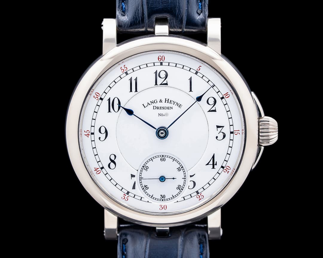 Image of Lang & Heyne Friedrich August I 18K White Gold White Enamel Dial