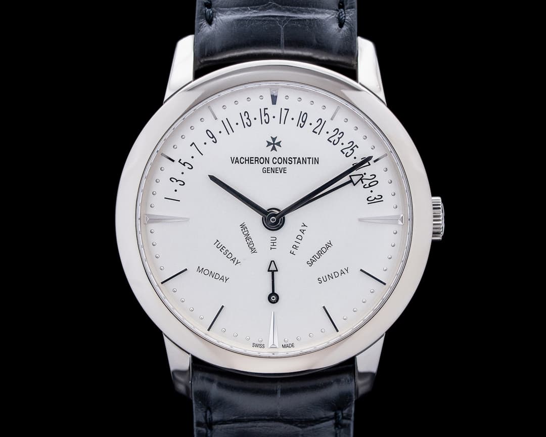 Vacheron Constantin 86020 Patrimony Retrograde Day-Date 18K White Gold Silver Dial