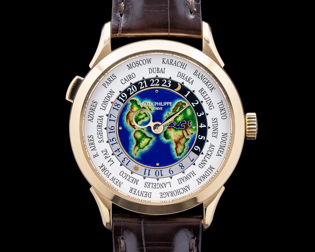 Patek Philippe 5231J-001 World Time 18K Yellow Gold Silver Cloisonne Enamel Dial