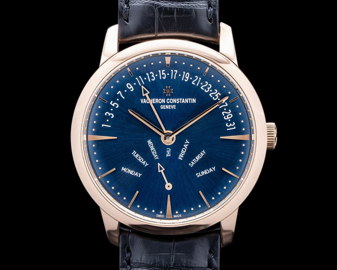 Vacheron Constantin 4000U Patrimony Retrograde Day-Date 18K Rose Gold Blue Dial