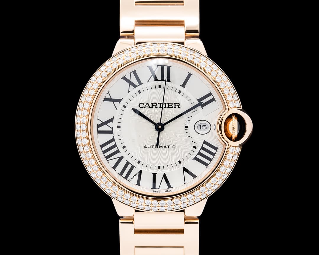 Image of Cartier WJBB0057 Ballon Bleu de Cartier Diamonds 18K Rose Gold Silver Dial