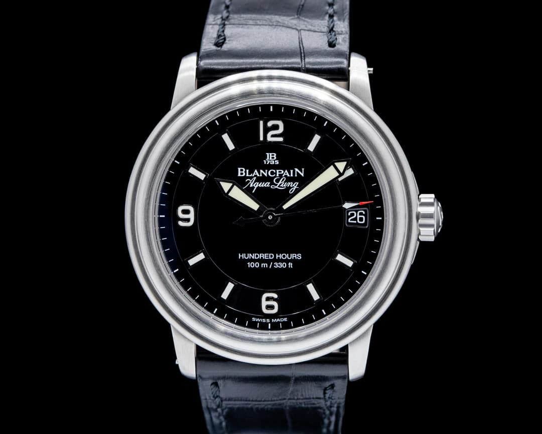 Image of Blancpain 2100 Leman Aqua Lung Ultra Slim Automatic SS Black Dial LIMITED