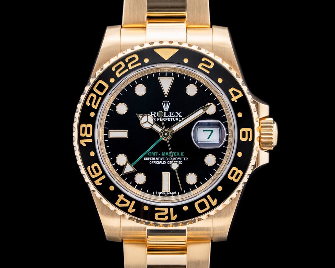 Rolex 116718LN GMT-Master II Yellow Gold Black Dial