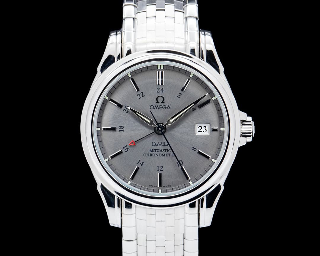 Omega 4533.40.00 De Ville Co-Axial GMT SS Gray Dial