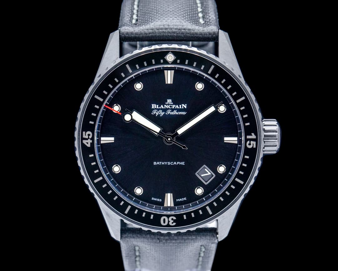 Image of Blancpain Fifty Fathoms Bathyscaphe Ceramic Black Sunburst Dial