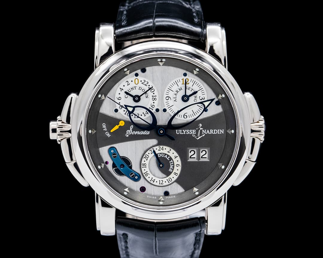 Image of Ulysse Nardin 660-88/212 Sonata Dual Time 18K White Gold Gray Dial