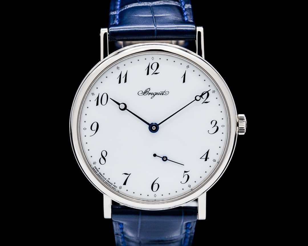 Breguet 7147BB Classique 18K White Gold Grand Feu Enamel White Dial