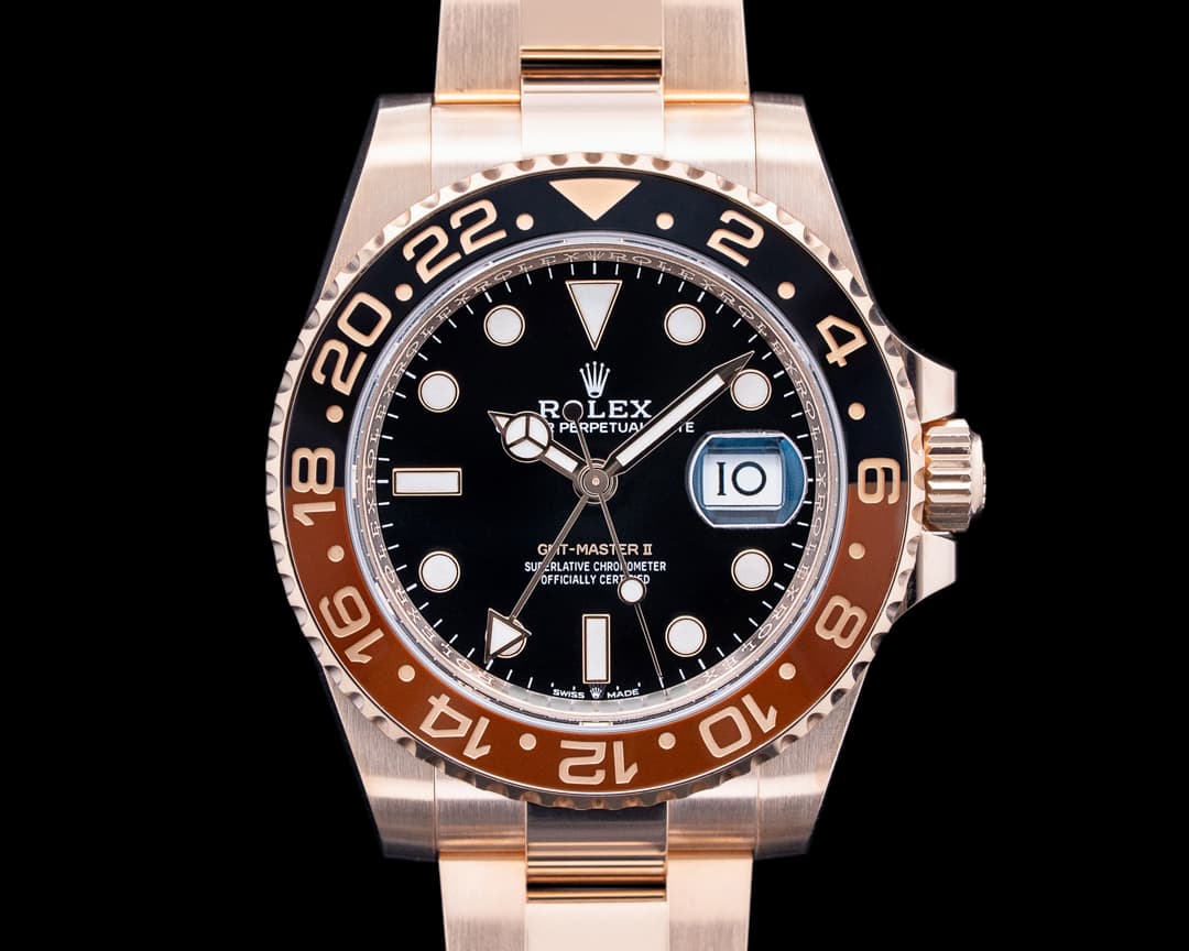 Image of Rolex 126715CHNR GMT Master II "Root Beer" 18K Everose Gold Black Dial