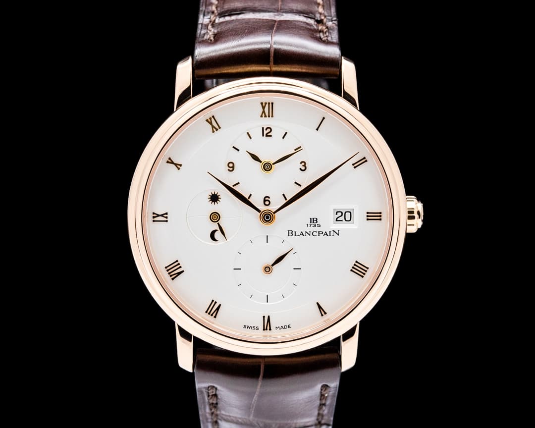 Image of Blancpain 6260 Villeret Time Zone Extra Flat 18K Rose Gold Silver Dial