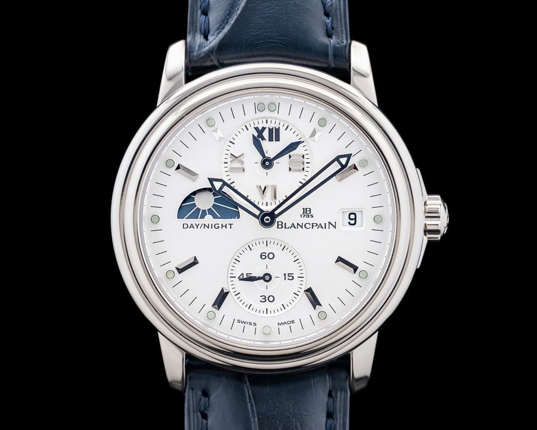 Blancpain 2160 Leman GMT Dual Time Day-Night 18K White Gold Silver Dial LIMITED