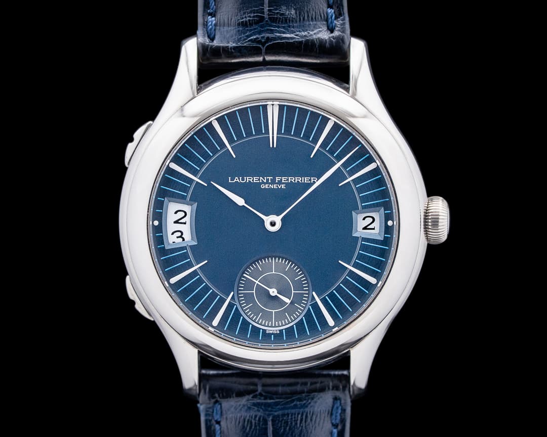 Image of Laurent Ferrier Galet Traveller Micro-Rotor 18K White Gold Blue Dial