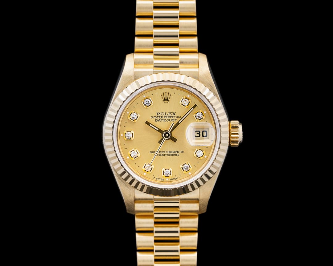 Rolex 69178 Lady-Datejust 18K Yellow Gold Champagne Diamond Dial