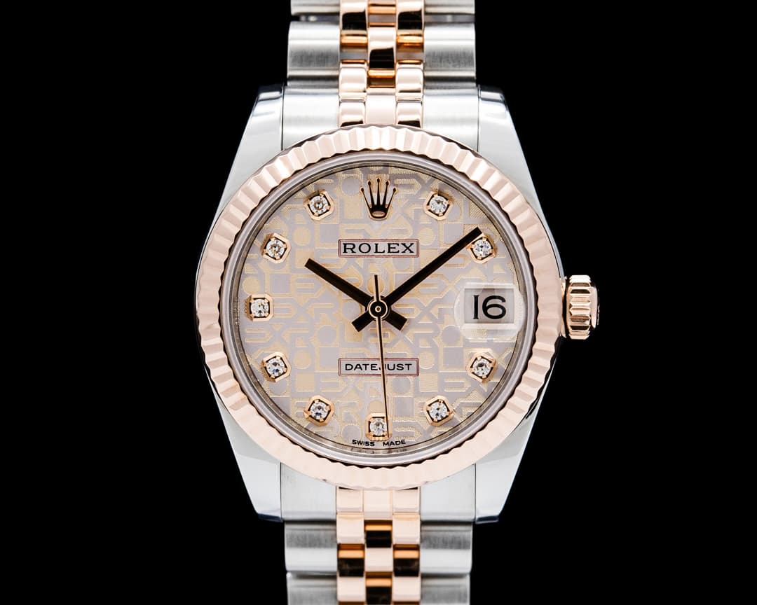 Rolex Ladies Datejust 31 Jubilee 18K RG / SS Computer Diamond Dial