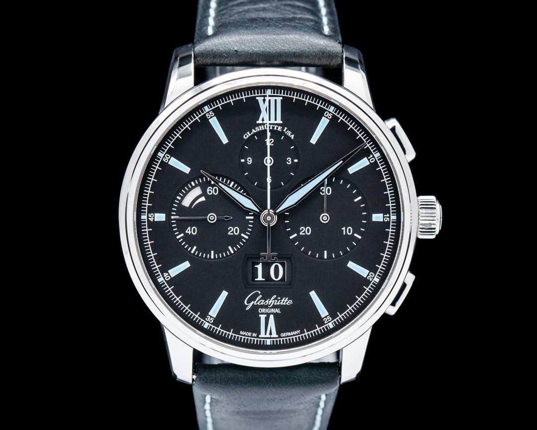 Glashutte Original Senator Chronograph Panorama Date SS Black Dial