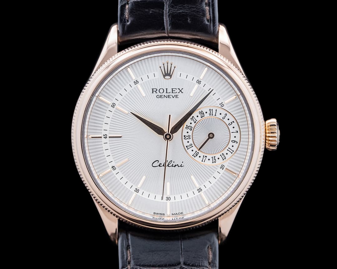 Image of Rolex 50515 Cellini Date 18K Rose Gold Silver Guilloche Dial