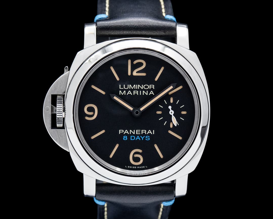 Image of Panerai PAM00796 Luminor Marina 8 Days Acciaio Left-Handed SS Black Dial