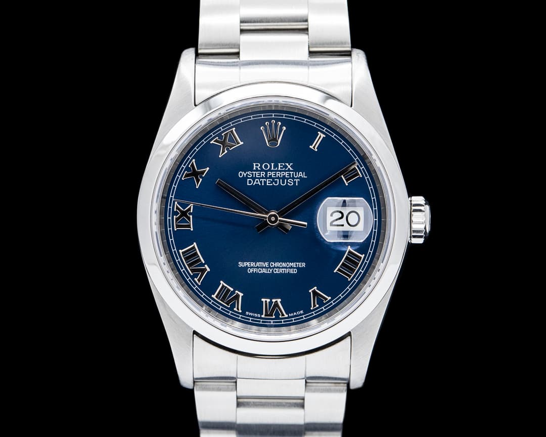 Rolex 16200 Datejust SS Blue Roman Dial Circa. 2005