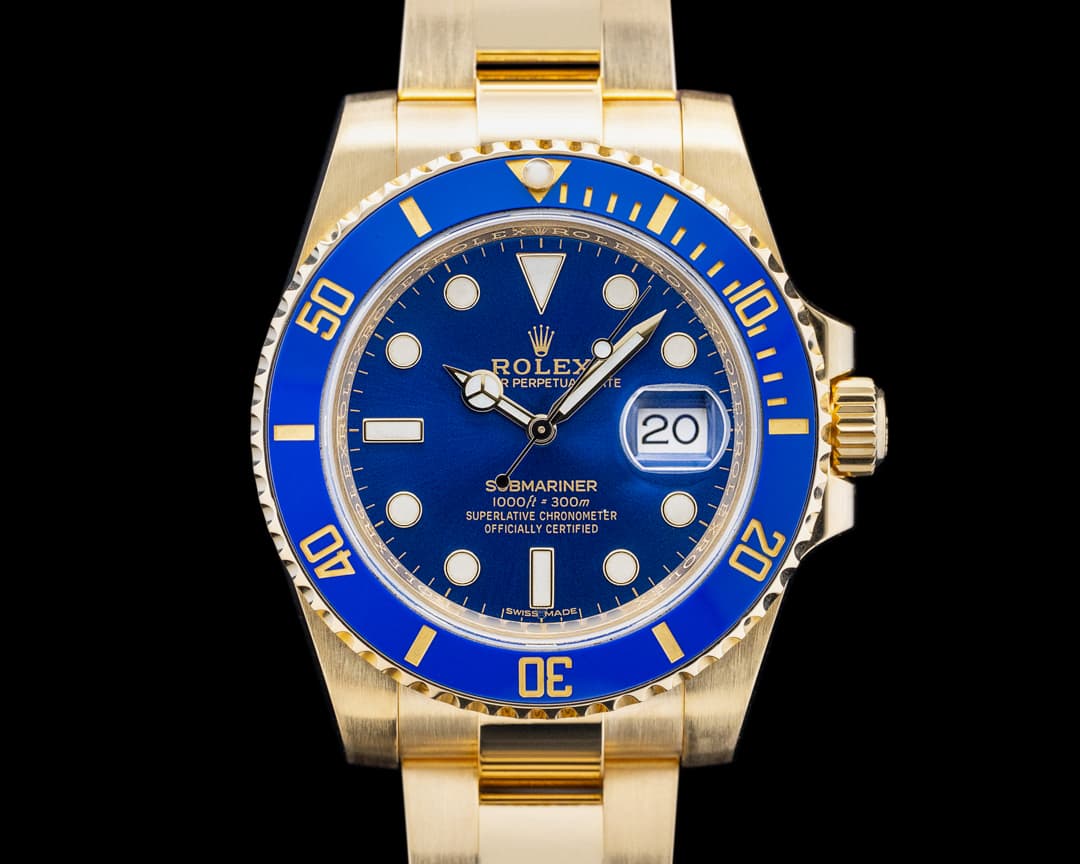 Rolex 116618LB Submariner Date 18K Yellow Gold Blue Dial