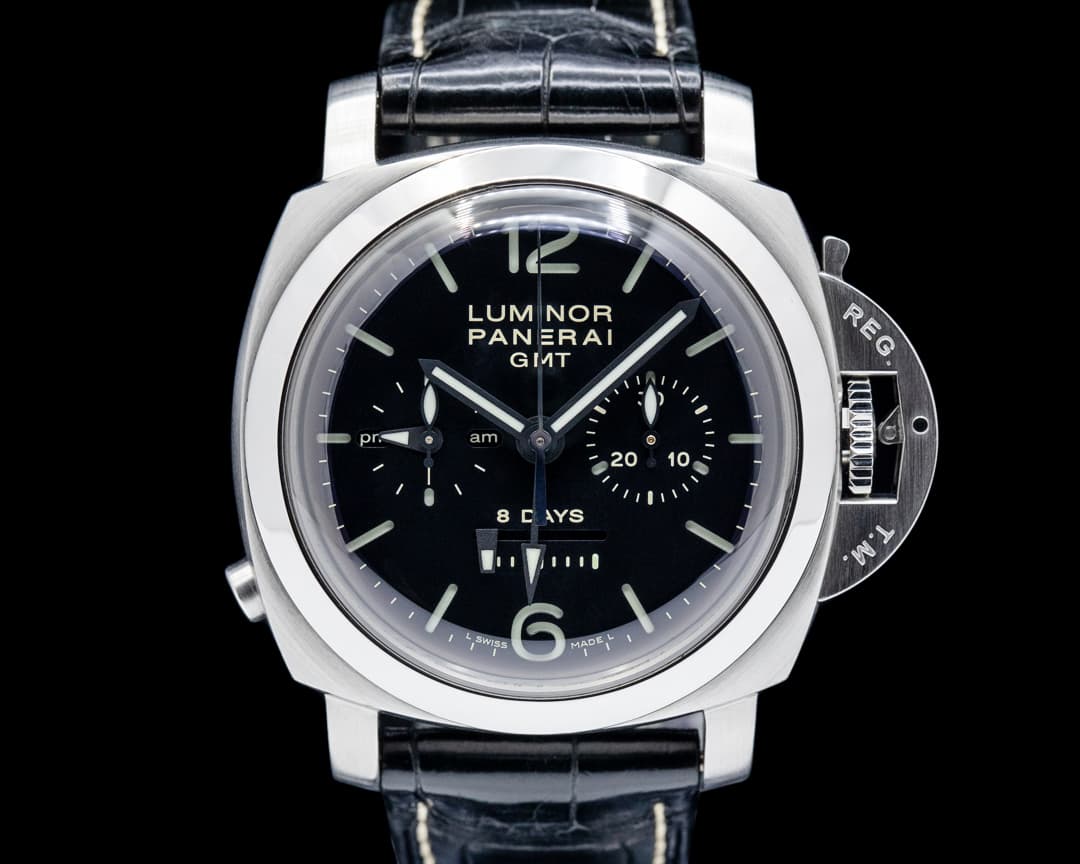Panerai PAM00275 Luminor 1950 8 Days Chrono Monopulsante GMT SS Black Dial