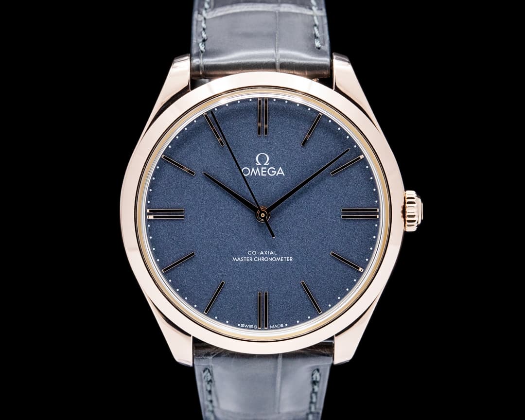 Omega De Ville Tresor 18K Sedna Gold Domed Gray Enamel Dial