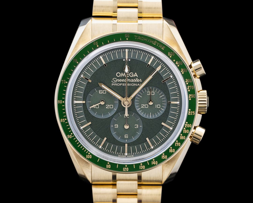 Omega Speedmaster Moonwatch Professional 18K Moonshine Gold Green Dial