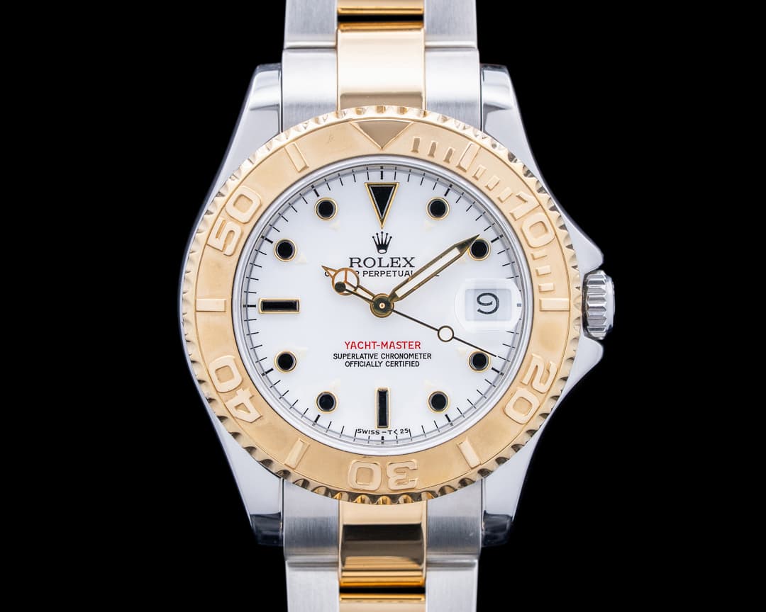 Rolex 68623 Yacht-Master Midsize 18K YG / SS White Dial Circa. 1996