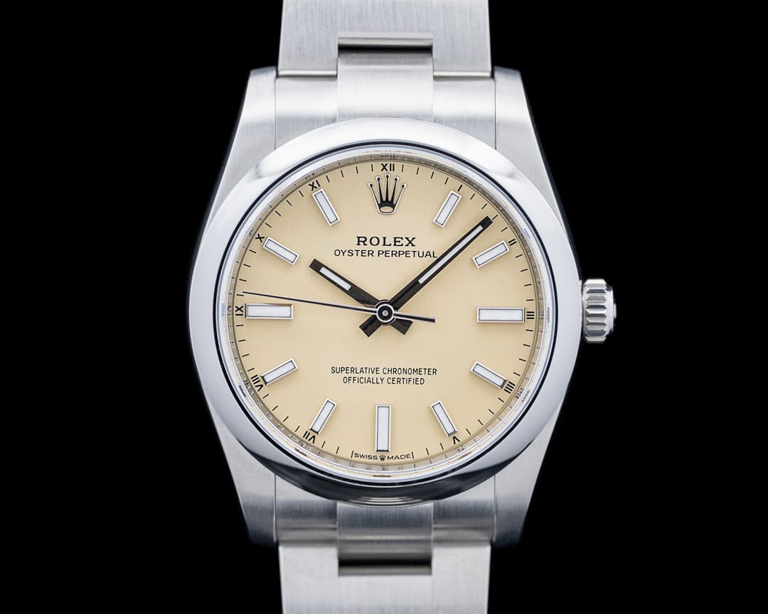 Image of Rolex 124200 Oyster Perpetual 34 SS Beige Dial 2026 UNWORN