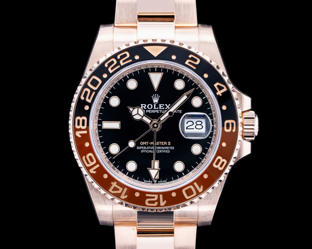 Image of Rolex 126715CHNR GMT Master II "Root Beer" 18K Everose Gold Black Dial