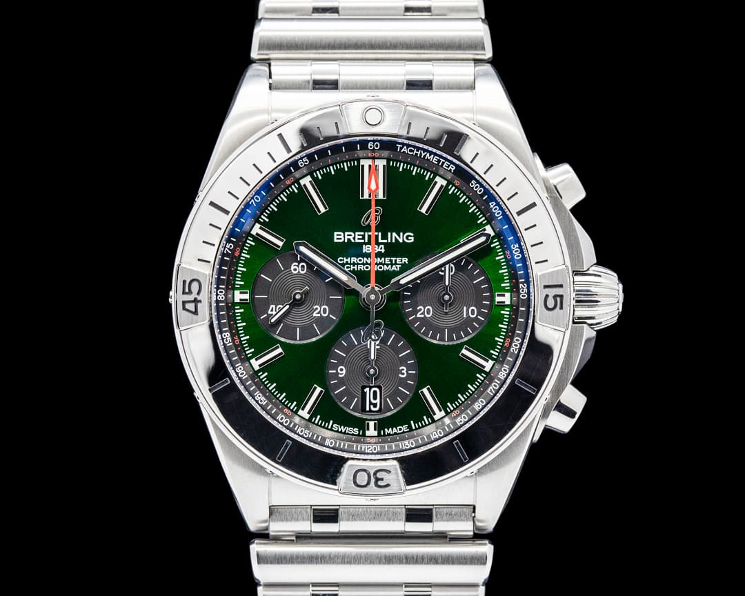 Image of Breitling AB0134101L1A1 Chronomat B01 42 SS Green Dial