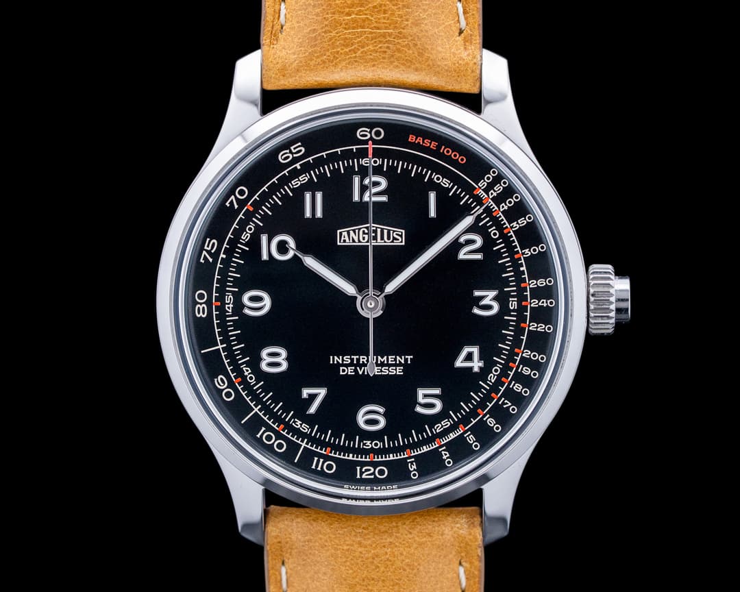 Angelus 0CHBS.B01A.V010S Instrument de Vitesse SS Ebony Black Dial LIMITED