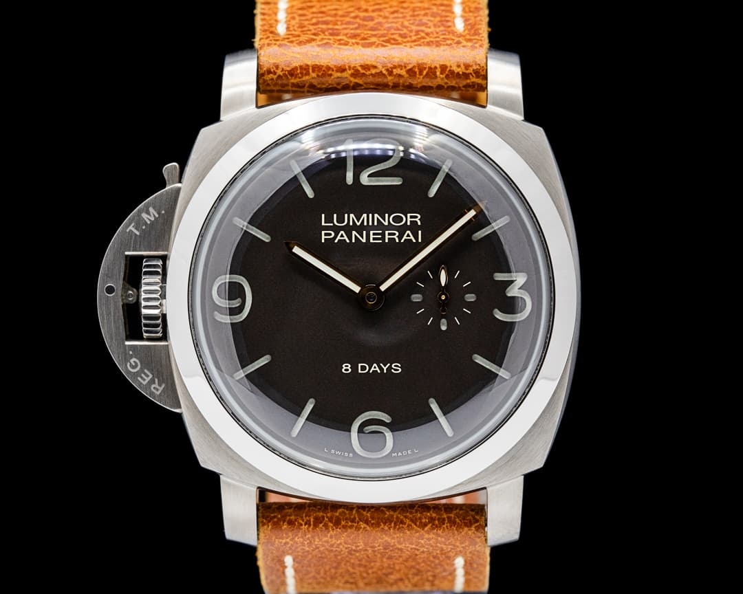 Image of Panerai PAM00368 Luminor 1950 Left-Handed 8 Days Titanio Brown Dial