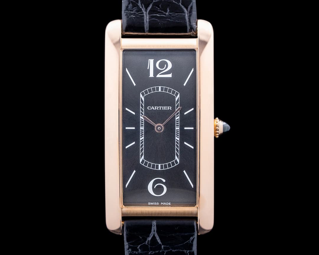 Cartier WGTA0025 Tank Cintree 18K Rose Gold Black Dial