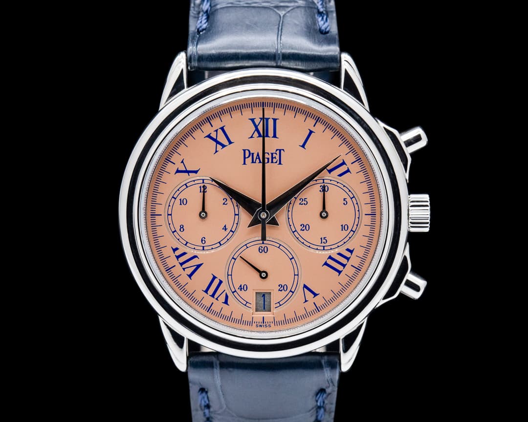 Piaget 12978 Gouverneur Chronograph Platinum Salmon Dial