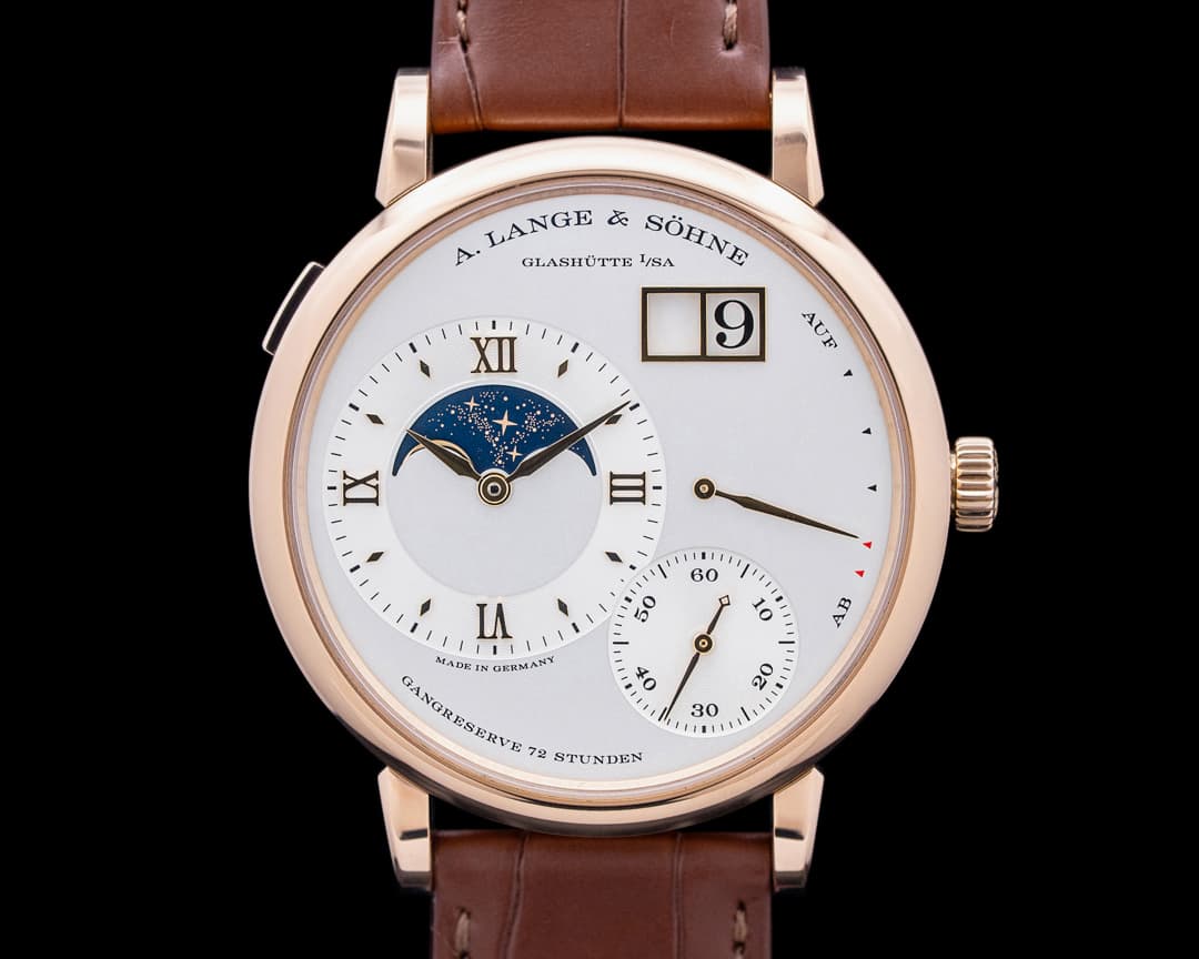 Image of A. Lange and Sohne 139.032 Grand Lange 1 Moon Phase 18K Rose Gold Silver Dial
