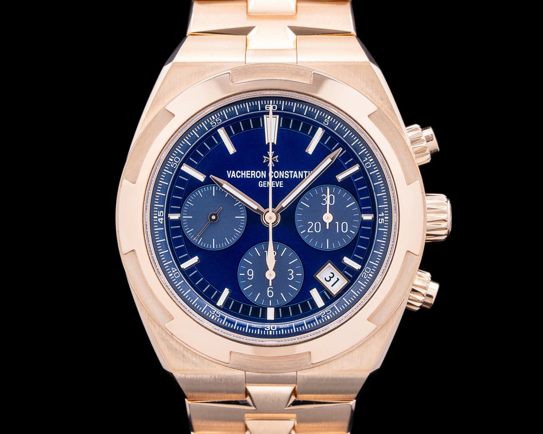 Vacheron Constantin 5520V Overseas Chronograph 18K Rose Gold Blue Dial