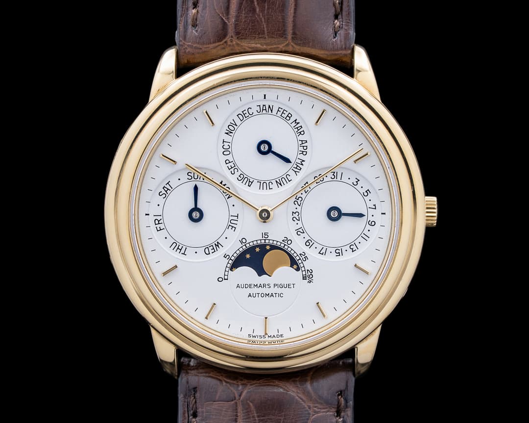 Audemars Piguet 25657BA Quantieme Perpetual Calendar 18K Yellow Gold White Dial