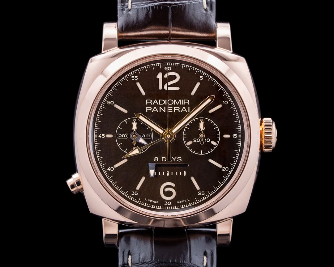 Image of Panerai Radiomir 1940 Chrono Monopulsante 8 Days GMT Oro Rosso Brown Dial