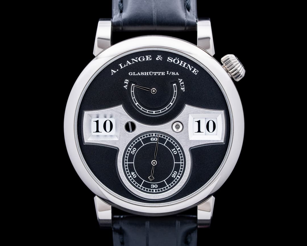 A. Lange and Sohne 140.029 Zeitwerk 18K White Gold Black Dial