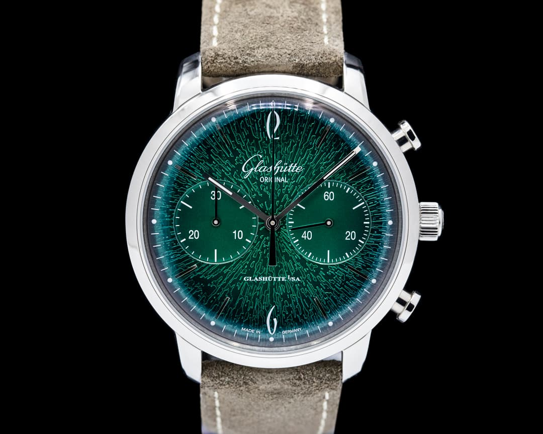 Image of Glashutte Original Sixties Chronograph Annual Edition SS Green Dial