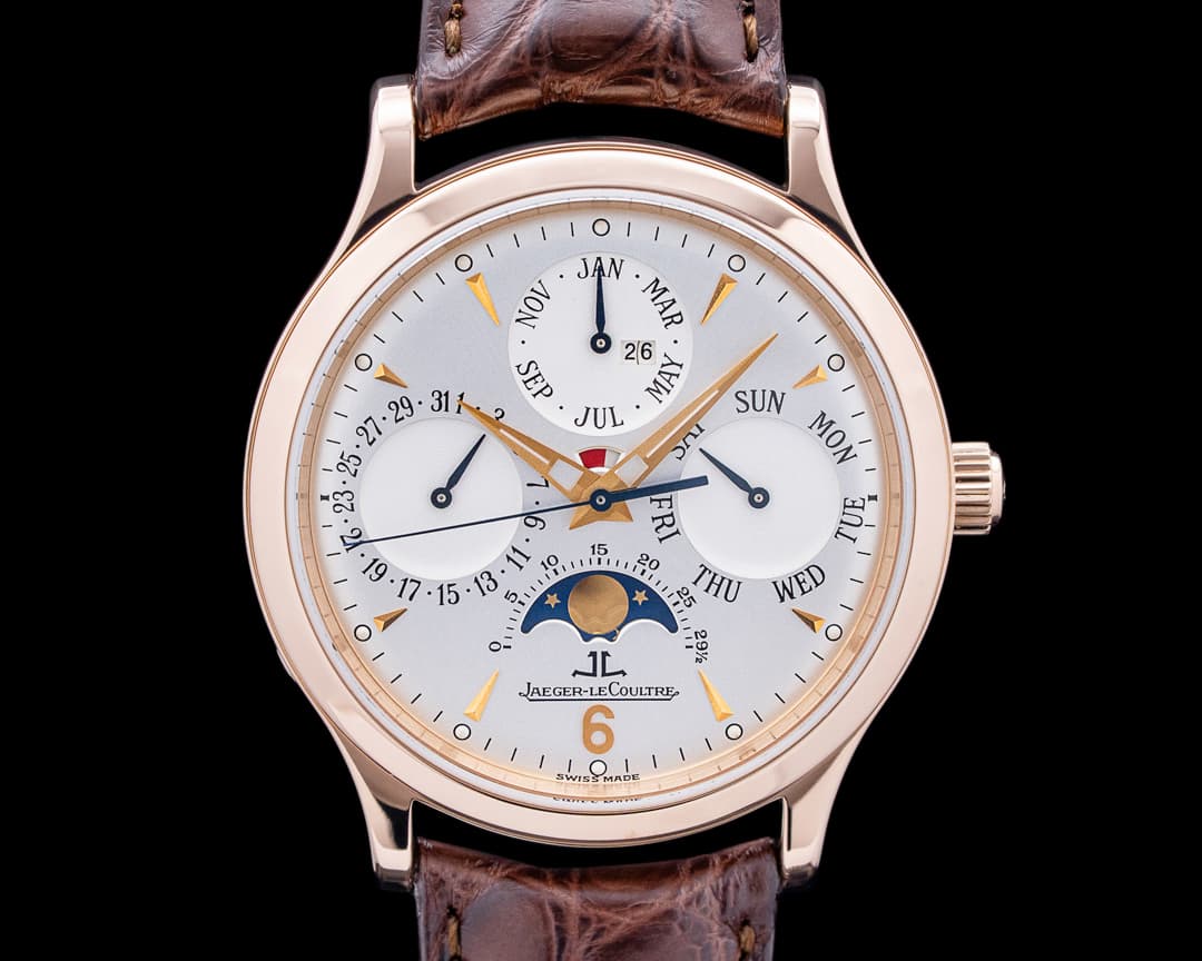 Jaeger LeCoultre 140.2.80 Master Control Perpetual Calendar 18K Rose Gold Silver Dial