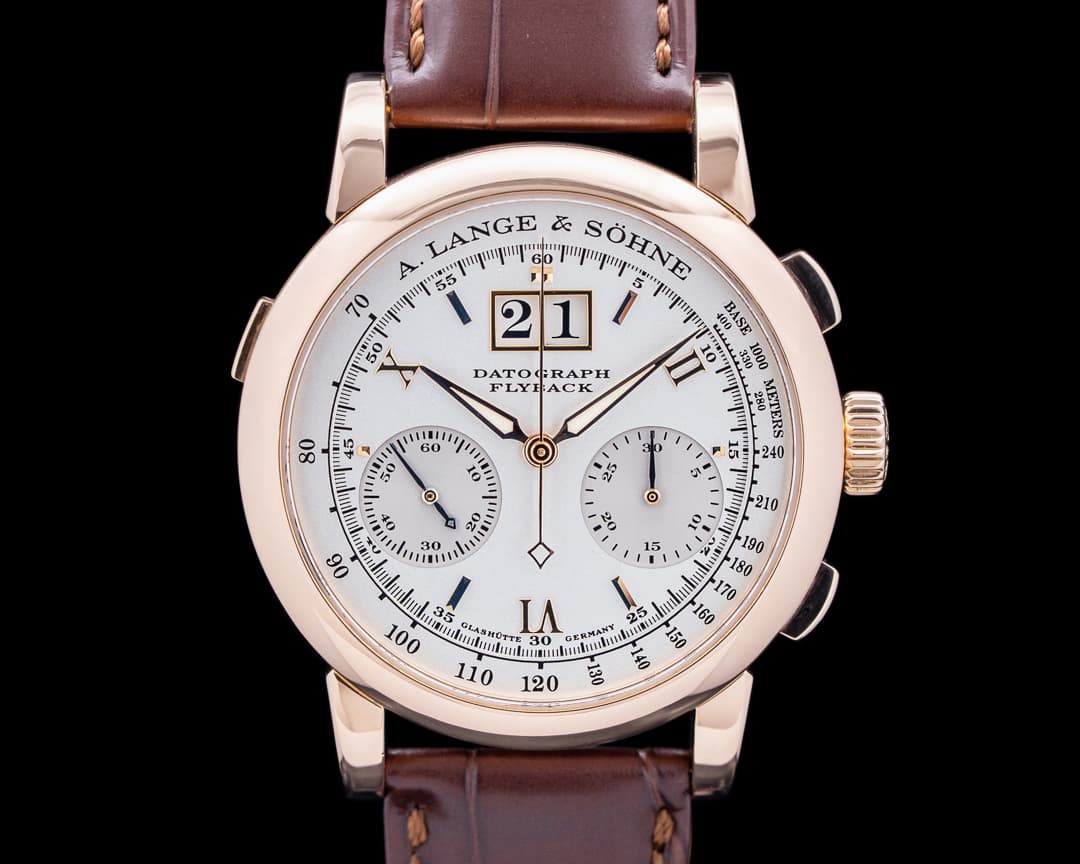 A. Lange and Sohne 403.032 Datograph Flyback 18K Rose Gold Silver Dial