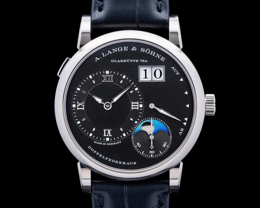 Image of A. Lange and Sohne 192.029 Lange 1 Moon Phase 18K White Gold Black Dial