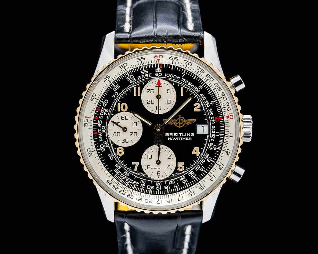 Image of Breitling D13022 Old Navitimer II Chronograph Two-Tone Black Dial