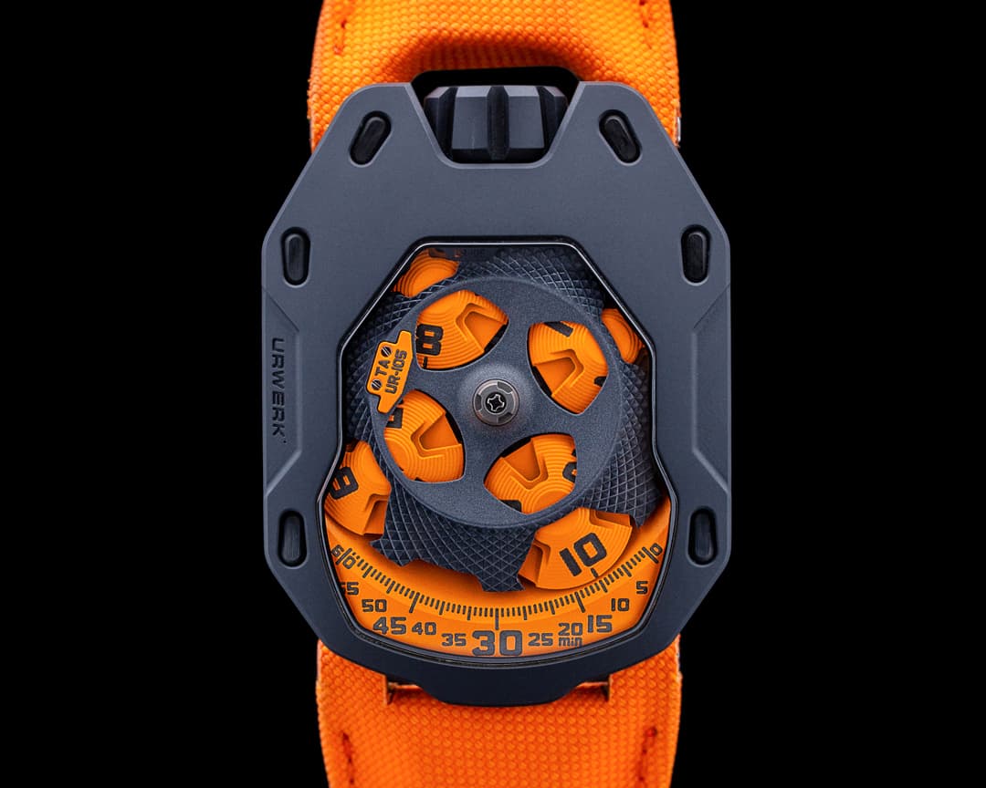 Image of URWERK UR-105TA Clockwork Orange Black PVD Titanium Orange Dial LIMITED