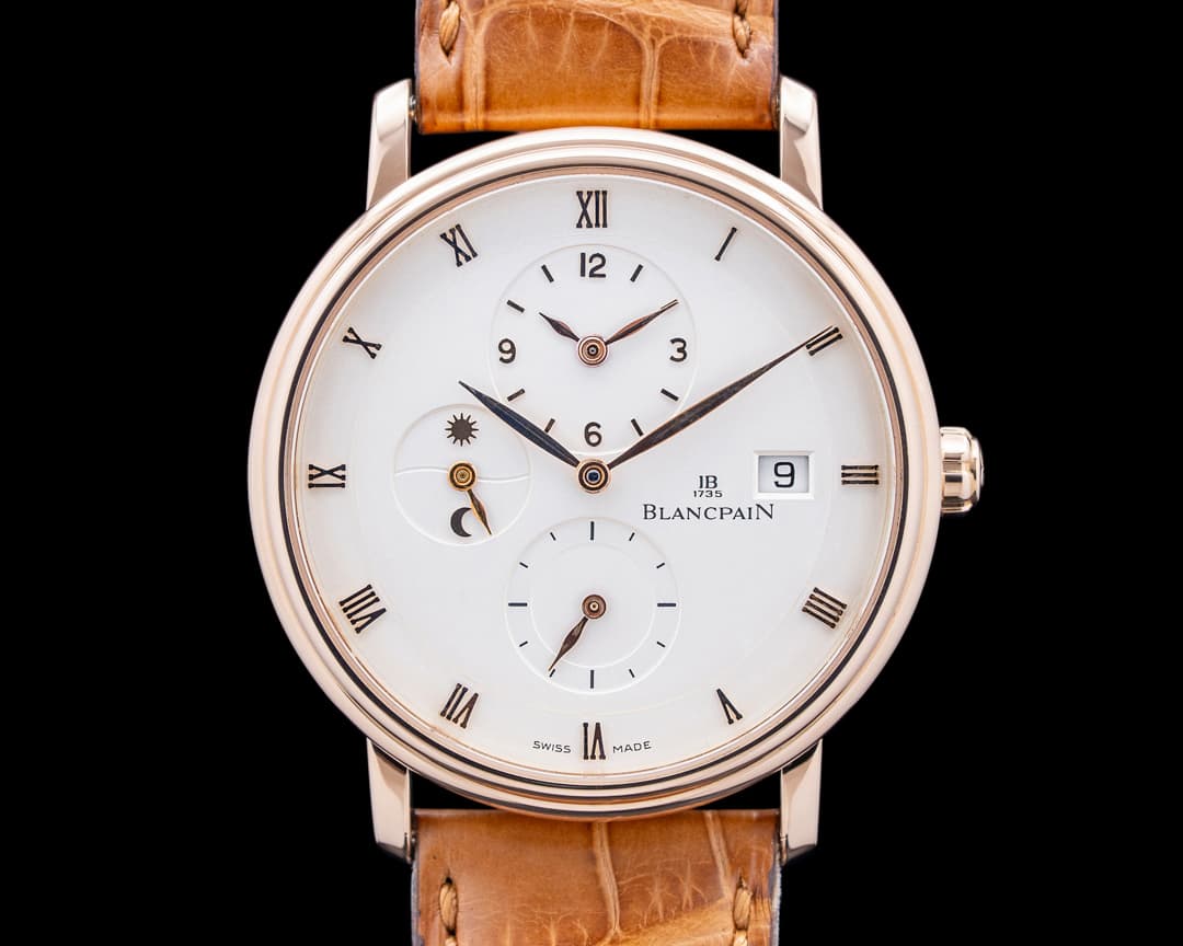 Blancpain 6260 Villeret Time Zone Extra Flat 18K Rose Gold Silver Dial
